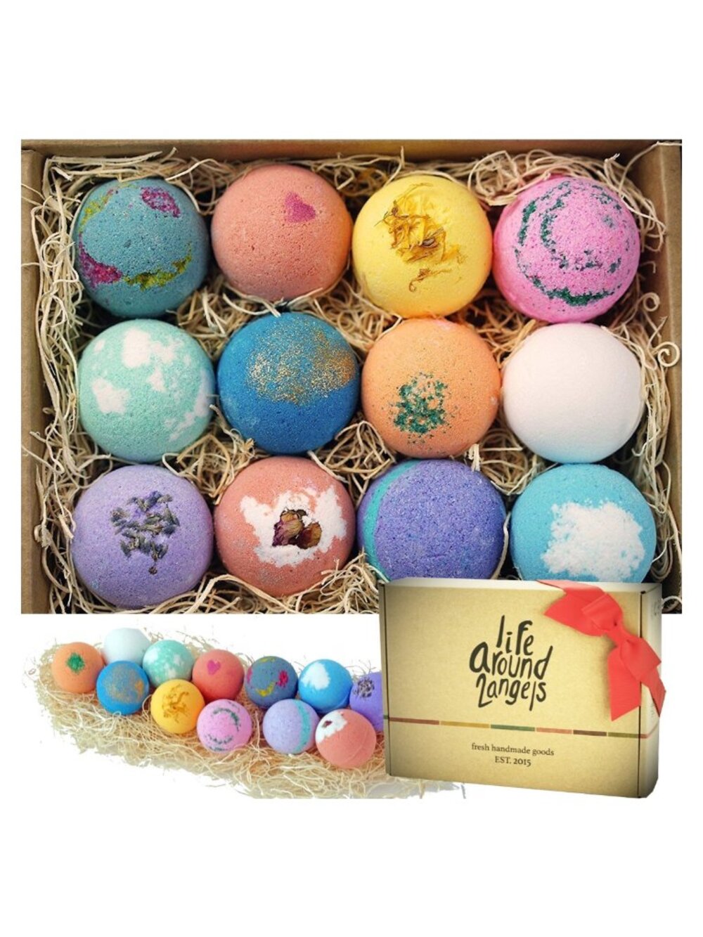 Handcrafted Bath Bomb Gift Set 12 Shea Coco Butter Moisturizing Spa Fizzies